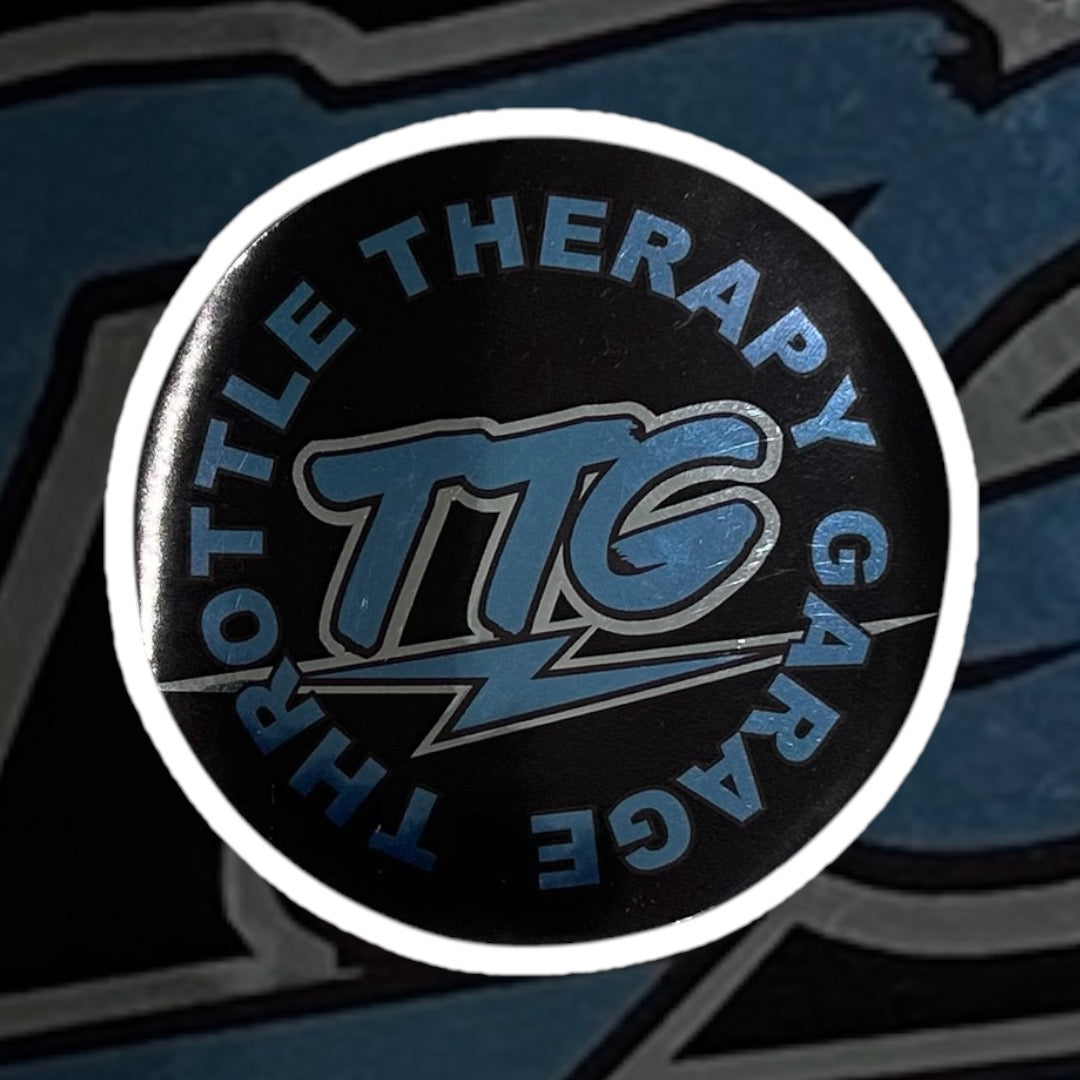 Blue chrome TTG sticker.